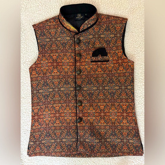 Other - Stunning Orange & Black Sherwani Nehru Kids Vest